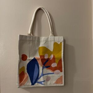 Fossil Cream Canvas Tote with Blue Logo